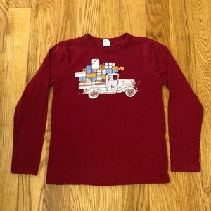 Crewcuts Red Christmas Holiday Long Sleeve Graphic Tee  Size 10